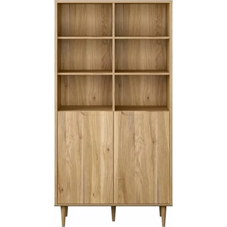 Forte Sherbrooke Regalschrank 100, Skandi-Stil, leichte Montage Dank EasyKlix by Forte, 2-türig, hohe Füße, Holzwerkstoff, Mauvella Eiche Holzdekor, 94,6 cm breit x 182,6 cm hoch x 43 cm tief – Bild 4