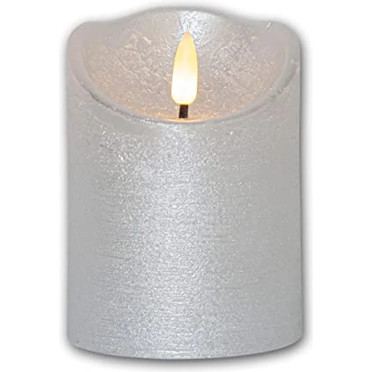 LED Echtwachskerze Flamme Rustic Batterie Timer warmweiß 10cm Ø 75cm – Bild 1