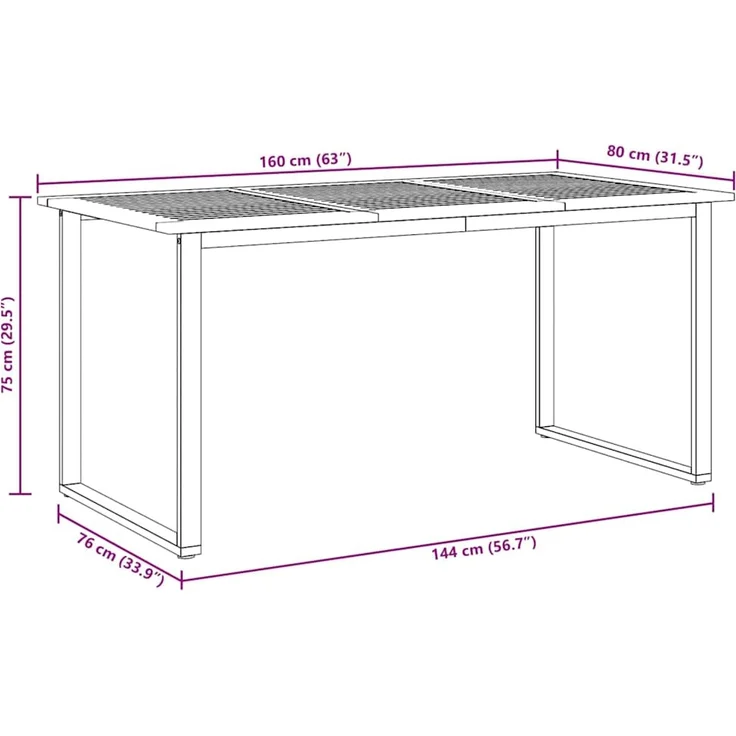 vidaXL Gartentisch Grau 160 x 80 x 75 cm Massivholz Akazie 4010595 – Bild 10