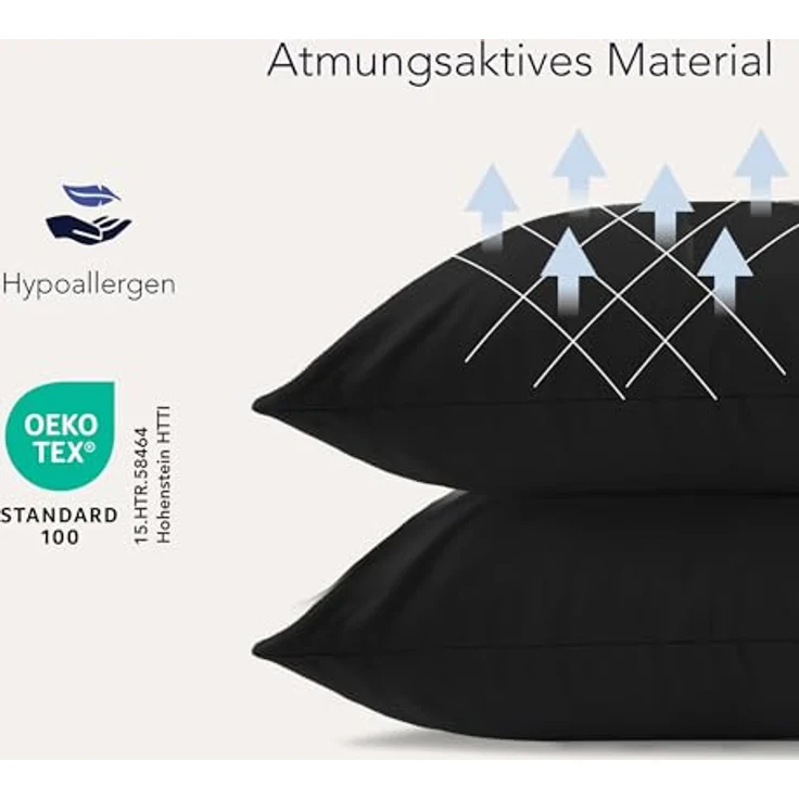 Dreamzie Kissenbezug 30x30 (Set mit 2) - 100% Jersey Baumwolle 150 g/qm Kissenbezüge -Schwarz - Für Kissen 30x30 cm - Kissenhülle - Kissenbezug - Resistent und Hypoallergen – Bild 4