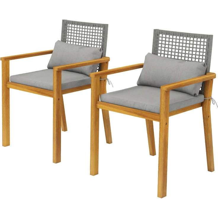 Set mit 2 stapelbaren Gartenstühlen aus Akazienholz mit Kissen, 59.0×55.0×86.0cm, Color Legno, MELAYR – Bild 2