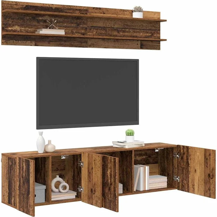 vidaXL TV-Einheiten Wandmontiert 6 pcs Altholz Holzwerkstoff 3403568 – Bild 2