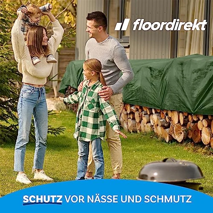 Floordirekt Abdeckplane | Gewebeplane | Schutzplane | Bootsplane | Zeltunterlage für Camping & Outdoor | Garten | wasserdichte Planemit Ösen | Bauplane 3x5 m, 15m², 240 g/m², Grün – Bild 8