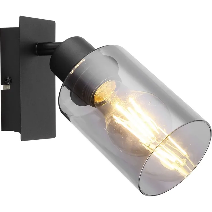 Wandlampe, Glas rauch, beweglicher Spot, H 20 cm