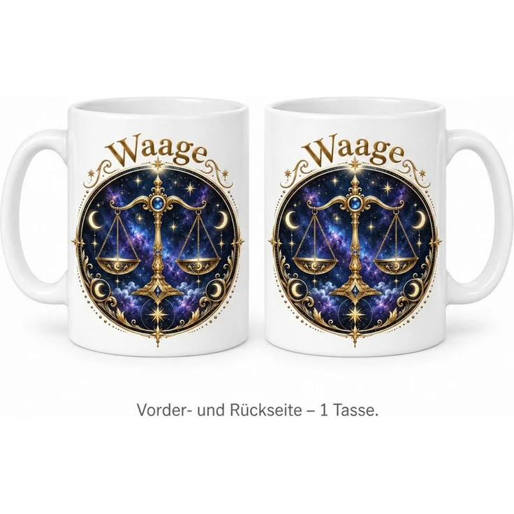 WS-Trend Tasse Sternzeichen Waage mystisch, Keramik 330 ml, beidseitiges Motiv, Keramik – Bild 4