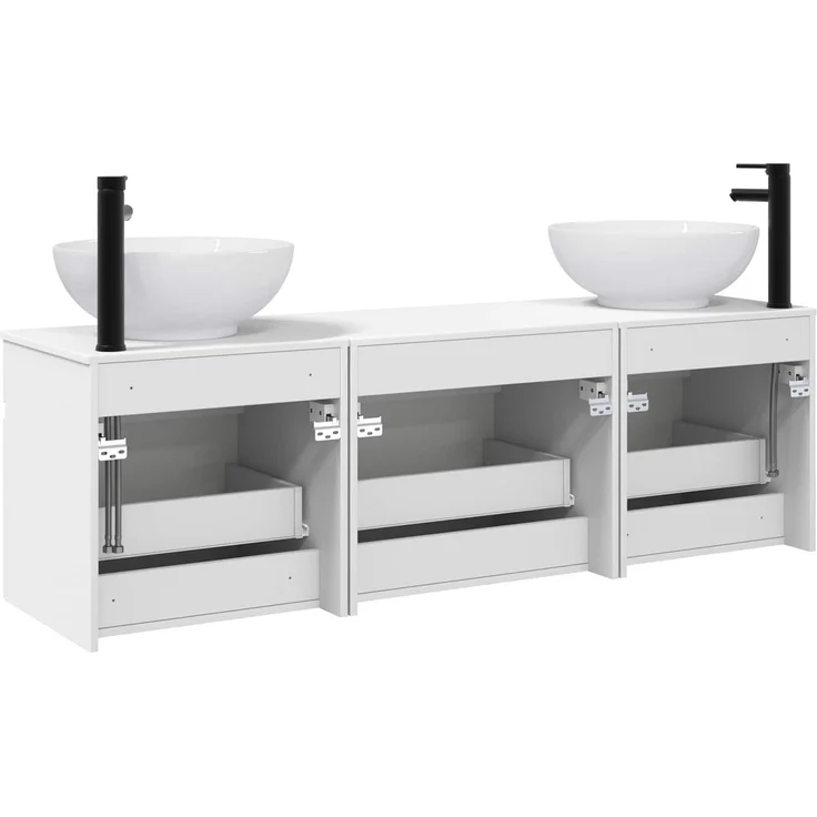 vidaXL Badezimmerschrank-Set 3 stk. Weiß 157 x 44,5 x 80 cm 3405757 – Bild 7