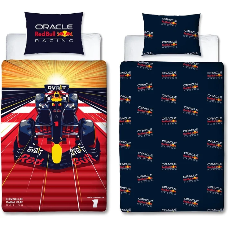 Character World Oracle Red Bull Racing Offizielles Bettwäsche-Set für Einzelbett, Speed-Design, wendbar, 2-seitige Bettwäsche, inkl. passendem Kissenbezug, Einzelbett-Set, Polycotton – Bild 1