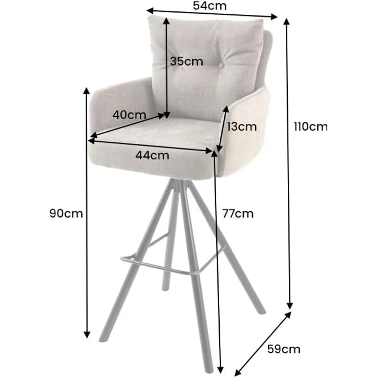 riess-ambiente Barhocker BIG GEORGE anthrazit / schwarz · Samt · Flachgewebe (Einzelartikel, 1 St), Tresenstuhl · Esszimmer · 360° drehbar · mit Armlehne · Federkern – Bild 3