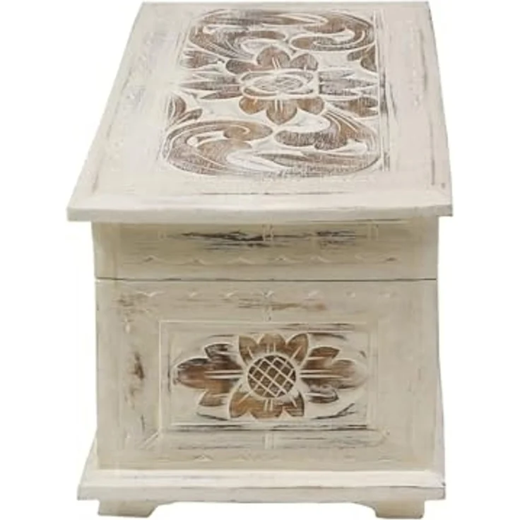 Oriental Galerie Truhe Weiße Truhe Blumen Mittel 50 cm Design 2 – Bild 4