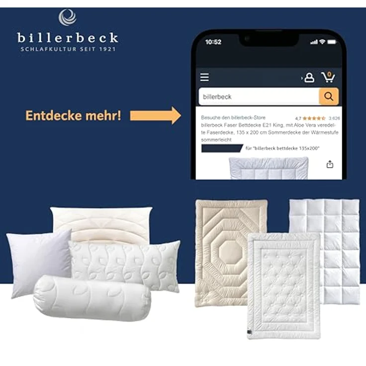 Billerbeck Kopfkissen Gabriela 3-Kammern-Kissen, Daunenkissen mit Gänsedaunen und -Federn, 40 x 80 cm, feste Stützkraft, waschbar bis 60 °C, für Hausstauballergiker geeignet – Bild 4