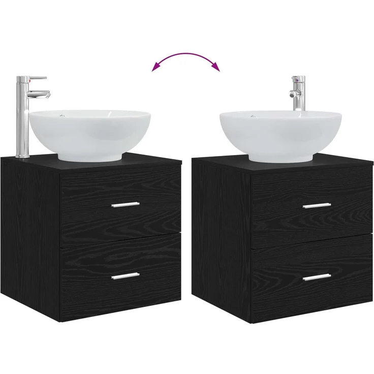 vidaXL Badezimmerschrank-Set 3 stk. Schwarz 129 x 44,5 x 80 cm 3405908 – Bild 10