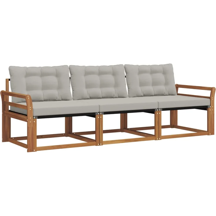 vidaXL Outdoor-Sofagarnitur 3 stk. 3-Sitzer Natur und Hellgrau 3369146 – Bild 2