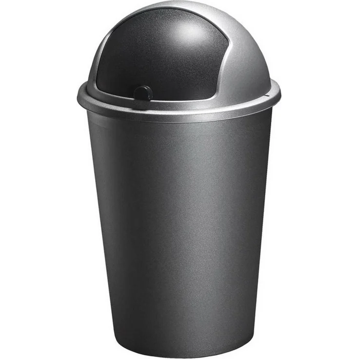Mülleimer 50L mit Schiebedeckel Abfalleimer Müllsammler Müllbehälter Papierkorb, schwarz – Bild 1