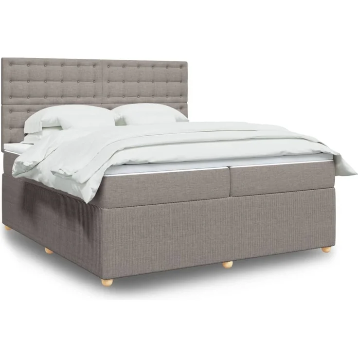 vidaXL Boxspringbett mit Matratze Taupe 200x200 cm Stoff 3294481 – Bild 1