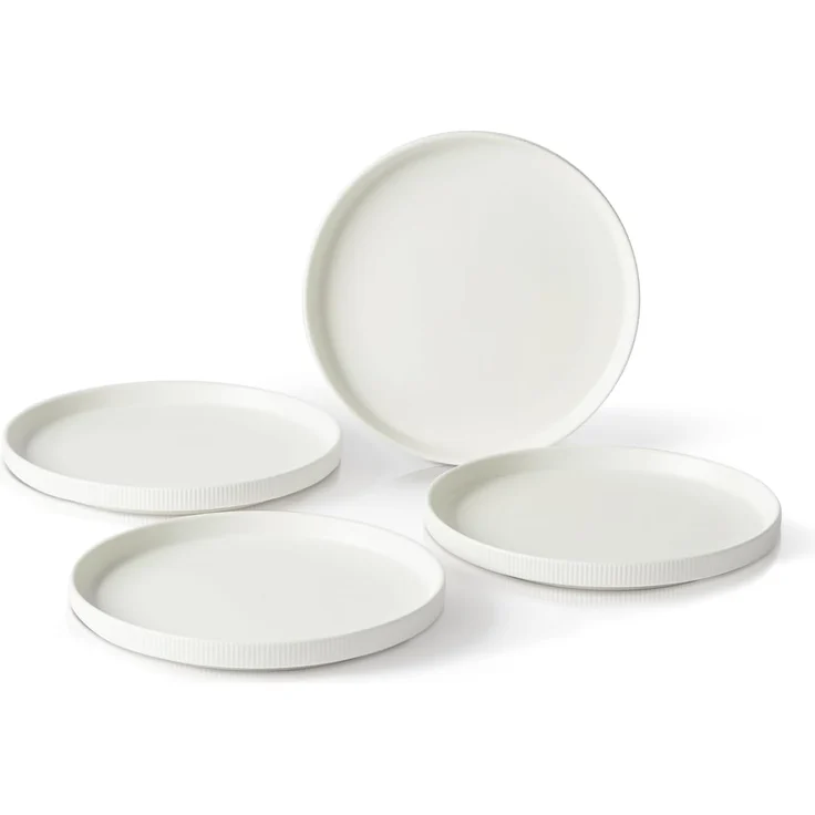 JIWOO Teller 4er Ø21,3cm, Speiseteller Steakteller Dessertteller Brotteller Plate, (4 St), Keramik Hochwertiges Tellerset Weiß Mikrowellen spülmaschinenfest – Bild 1