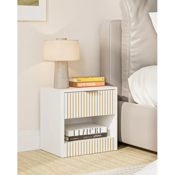 HEYZOEY Nachttisch Eiche Holz Schublade Klein Beistelltisch 39x39x28cm