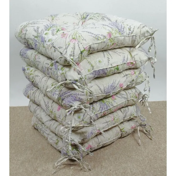 Rattani Sitzkissen 6 x Stuhlkissen/Sitzkissen Klara 42 x 42 cm Lavendel