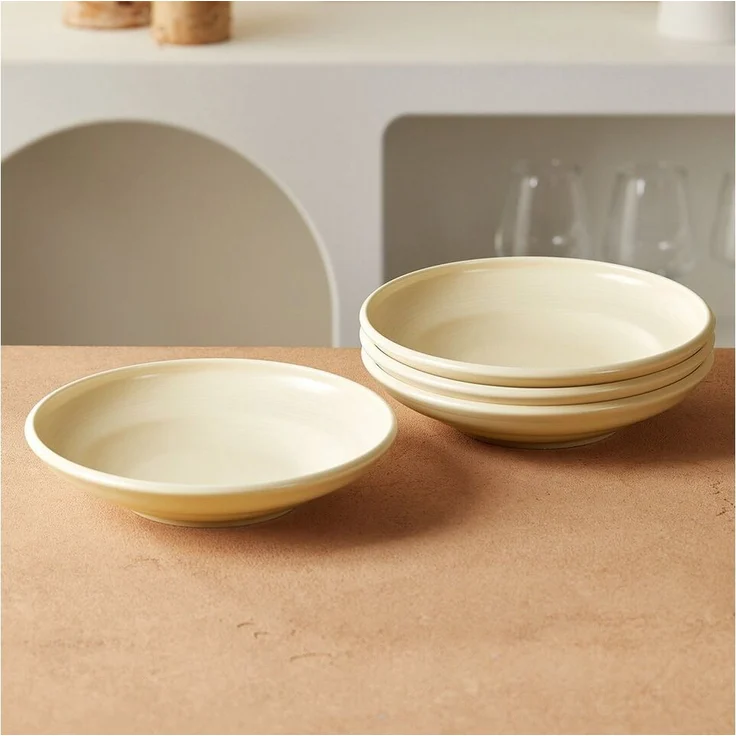 JIWOO Suppenteller 4er Ø22cm, Speiseteller Pastateller Salatteller Dessertteller Plate, (4 St), Keramik Tellerset Weiß mikrowellen- und spülmaschinenfest Ø21,2 cm