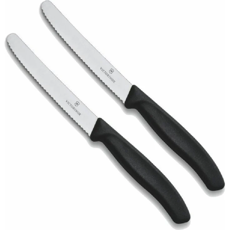 Victorinox | Tafelmesser Set | 2er Pack | Schwarz | Swiss Classic | Wellenschliff Klinge | ergonomischer Griff | zeitloses Design | makellose Schneidleistung – Bild 1