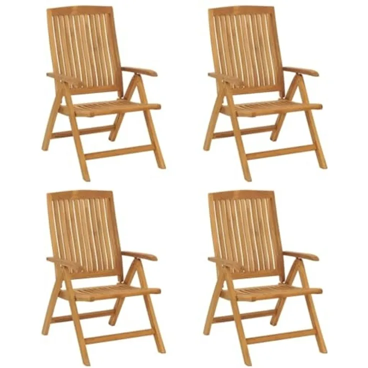 vidaXL Gartenstühle 4 Stk. Verstellbar Massivholz Teak 3154923