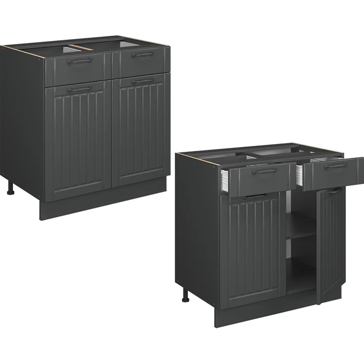 Küchenunterschrank Fame-Line Dunkelgrau 80 cm , AP Marmor Vicco – Bild 6