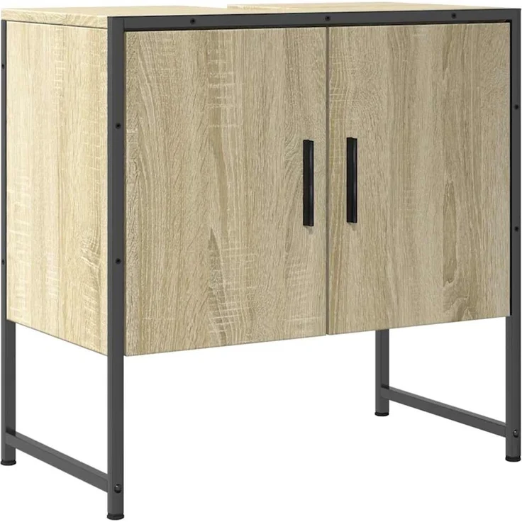Waschbeckenunterschrank, Unterschrank Sonoma-Eiche 60x33x60 cm Holzwerkstoff – Bild 1
