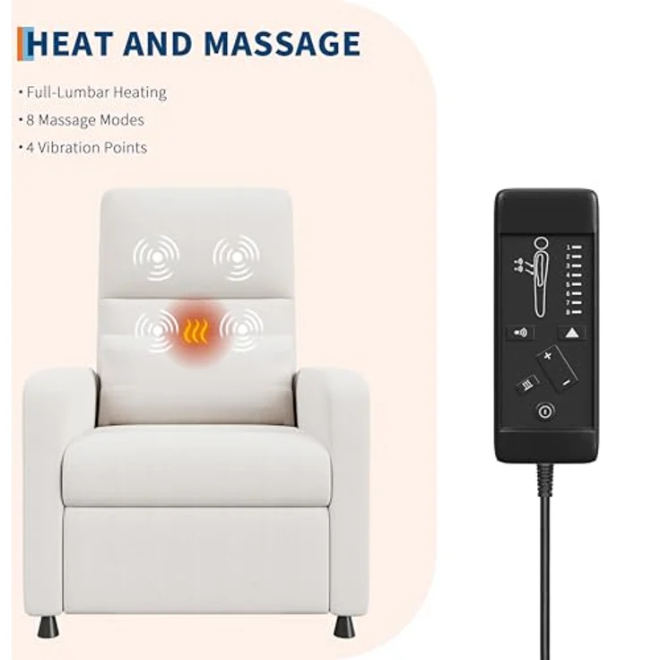 GarveeHome Fernsehsessel Elektrisch Relaxsessel Ruhesessel, massagesessel mit wärmefunktion, Verstellbarer Fernsehsessel mit Fußstütze, Einzelsofa,für Wohnzimmer, Schlafzimmer oder Büro – Bild 8