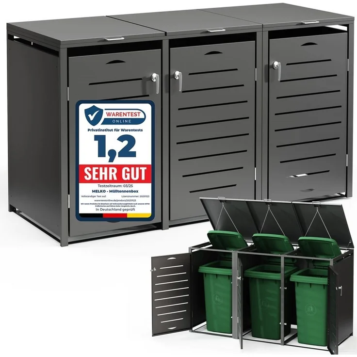 Melko Mülltonnenbox Mülltonnenverkleidung 240L Tonnenhaus Mülltonnenhaus Abfallbehälter (Set, Set), modular erweiterbar – Bild 1