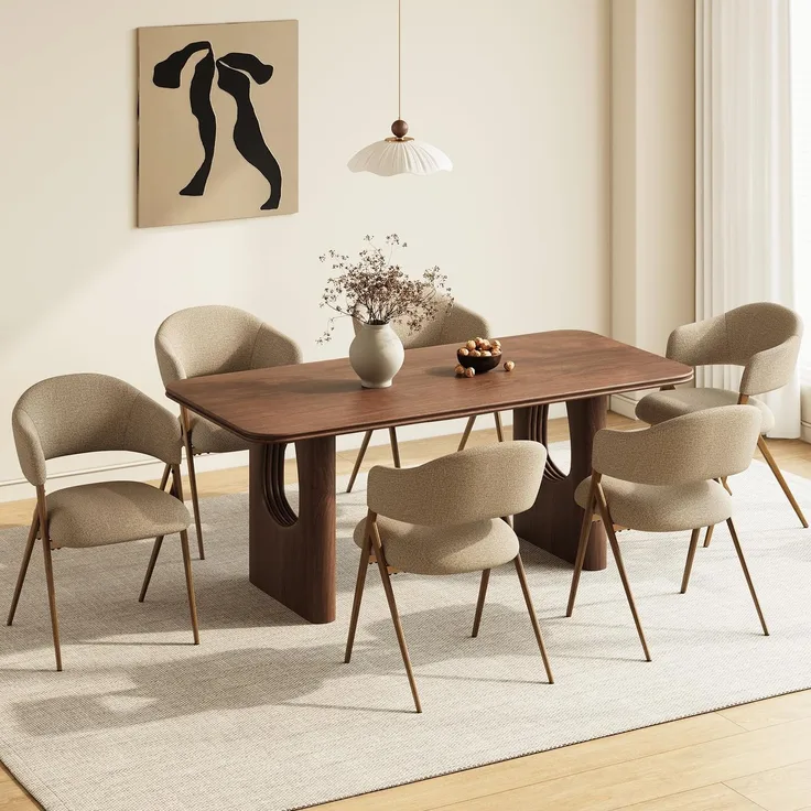MALOL 6er Set Esszimmerstühle, Mid-Century Modern Stil, mit Eisenbeinen, offener Rückenlehne und gepolstertem Sitz, für Wohnzimmer, Schlafzimmer, Restaurant, Café, Taupe