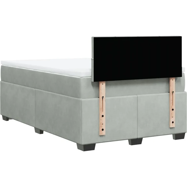 vidaXL Boxspringbett mit Matratze Hellgrau 120x200 cm Samt 3286282 – Bild 10