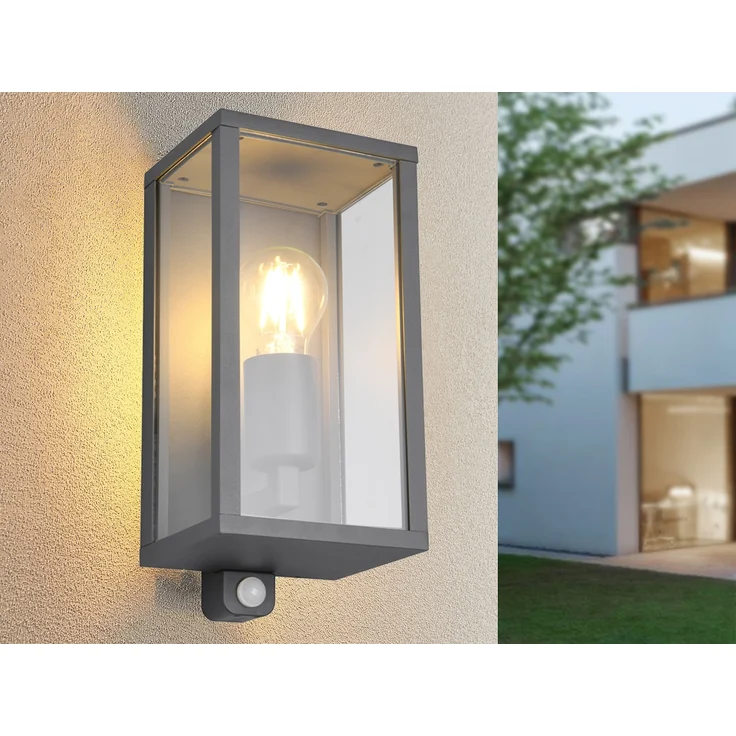 LED Außenwandleuchte mit Bewegungsmelder in Anthrazit, Höhe 29cm – Bild 1