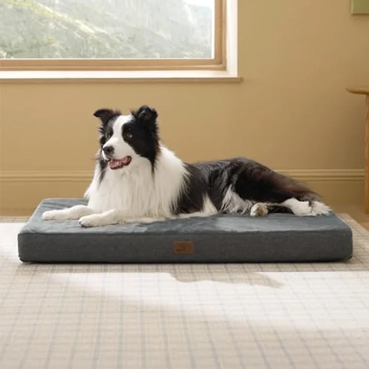 BEDSURE orthopädisches Hundekissen große Hunde - 89 x 56 x 8 cm waschbares Hundebett mit 2 in 1 Memoryschaum, kuscheliges Hundematte Hundematratze in größe, dunkelgrau – Bild 3