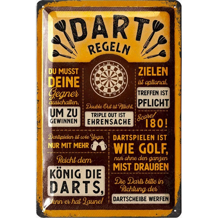 LANOLU Blechschild Dart Regeln braun - 20x30cm – Metall – 20238 – Bild 1
