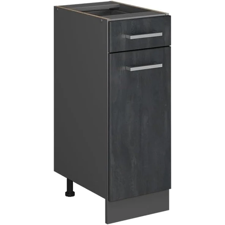 Vicco Küchenunterschrank R-Line, Schwarz Beton/Anthrazit, 30 cm ohne Arbeitsplatte