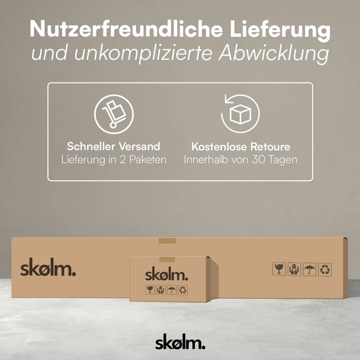 skølm 'Floki' Bett 140x200 cm, Bettgestell aus Eiche, Bettkopf 2 Streben, Massivholzbett lackiert, Walnuss Optik, geeignet als Doppelbett – Bild 10