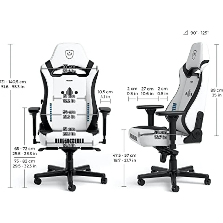 noblechairs HERO ST Gaming Stuhl - Stormtrooper Edition, ergonomischer Bürostuhl mit Kaltschaumpolsterung, Schwarz/Weiß, bis 150 kg belastbar – Bild 2