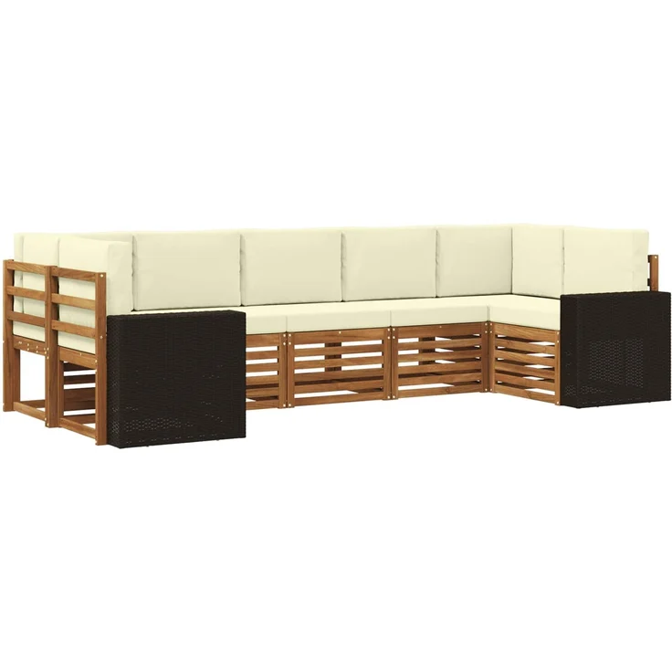 vidaXL Outdoor-Sofagarnitur 7 stk. 7-Sitzer Natur und Creme 3384811 – Bild 2