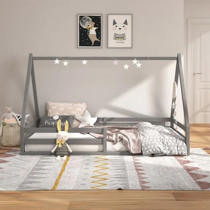 IDIMEX Kinderbett SILA, Hausbett Tipibett Kinderbett Bett Kiefer 90 x 200 Montessori – Bild 2