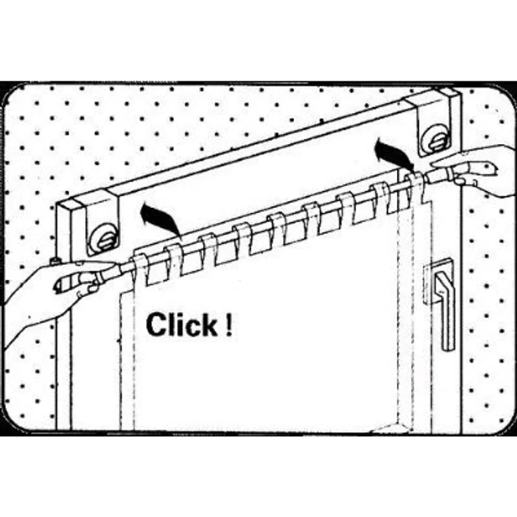 dekondo Klemmstange Gardinenstange "Basic" Klick-fix, weiß, ausziehbar, Fensterhaken klemmbar. Einklicken der Gardinenstange, inkl. Fensterhaken für einen Klemmbereich von 15-20 mm – Bild 4
