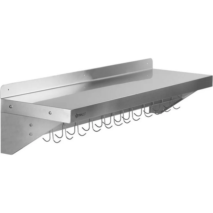 Mahlzeit Wandregal Edelstahl Wandregal, 120 x 30 cm, Klappbares Hängeregal – Bild 4