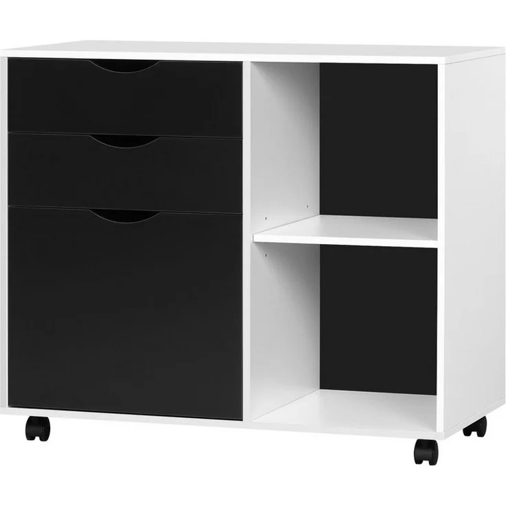Woltu Rollcontainer, Aktenschrank mit 3 Schubladen, 5 Rollen, Büroschrank – Bild 5
