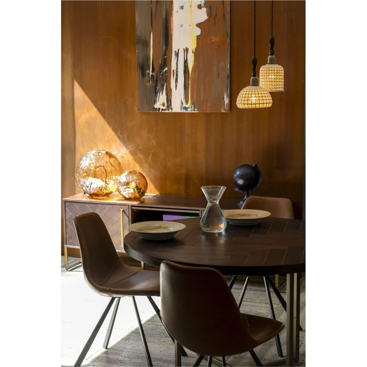 Dutchbone Esszimmerstuhl Franky im 2er-Set, Kunstleder Braun mit schwarzem Stahlgestell im Vintage-Look für Wohnzimmer – Bild 9