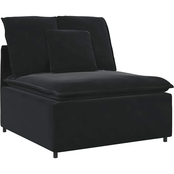 vidaXL Modulares Sofa Mittelmodul mit Kissen Schwarz 100 cm 4104434 – Bild 2