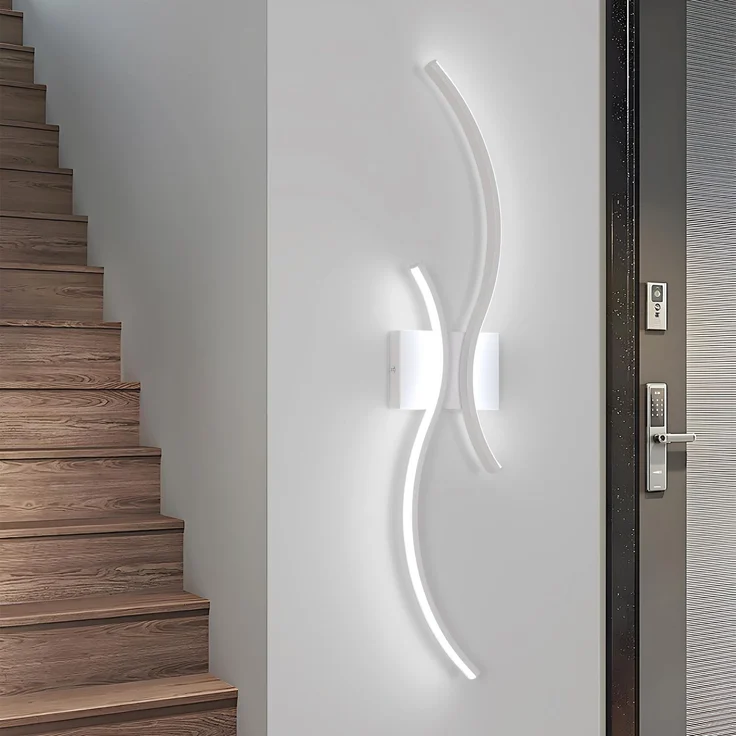 Goeco Wandleuchte Innen 80 cm 27W 3000 lm Moderne LED Wandleuchte Kaltlicht 6500K mit 2 Acrylglasröhren Wandleuchte Weiß für Schlafzimmer Wohnzimmer Treppe Küche – Bild 1