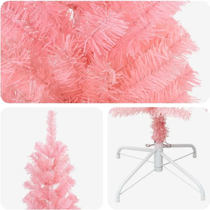 vidaXL Künstlicher schlanker Weihnachtsbaum 180 cm PVC und Stahl Rosa 42055247 – Bild 8