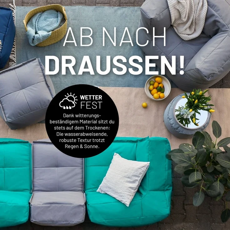 Lumaland Sitzsack-Sofa, Polyester, Mittelteil, Türkis, 70 x 81 x 54 cm – Bild 6