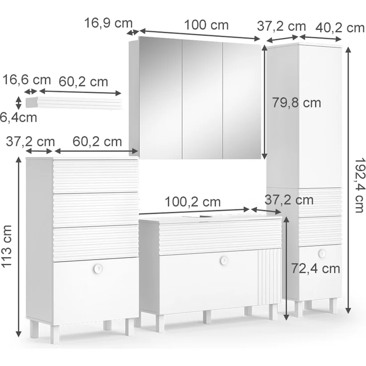 Badmöbel-Set Sola Weiß 5-teilig Vicco – Bild 3