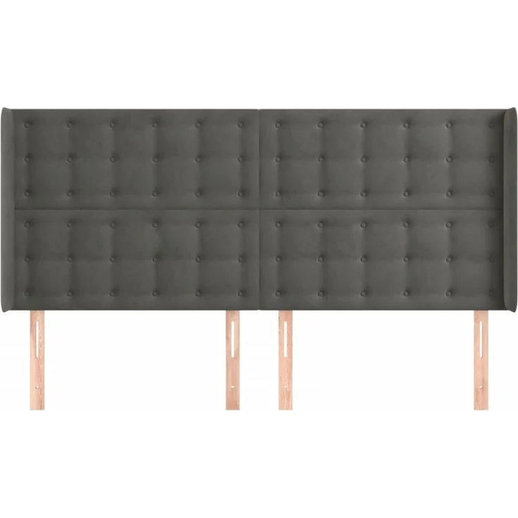vidaXL Kopfteil mit Ohren Dunkelgrau 203x16x118/128 cm Samt 3120081 – Bild 3