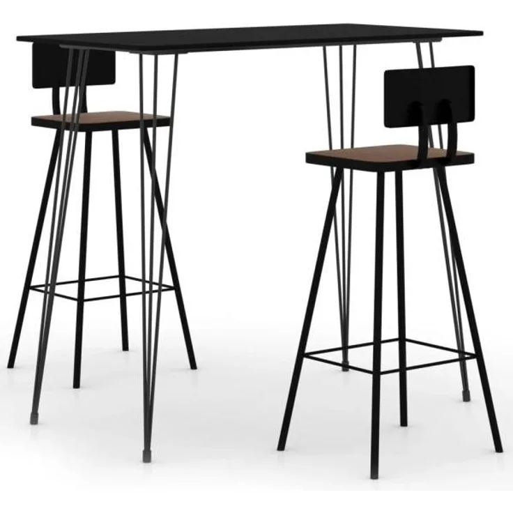vidaXL 3-tlg. Bar-Set Schwarz [3057828]
