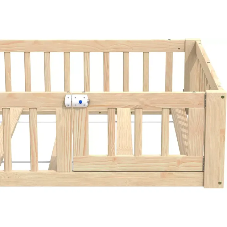 Hausbett mit Lattenrost und Rausfallschutz, 90x200 cm, Kinderbett, Jugendbett, Kiefer – Bild 10